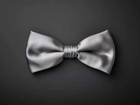 Silver bow tie on a black background. 3d rendering, top viewの写真素材