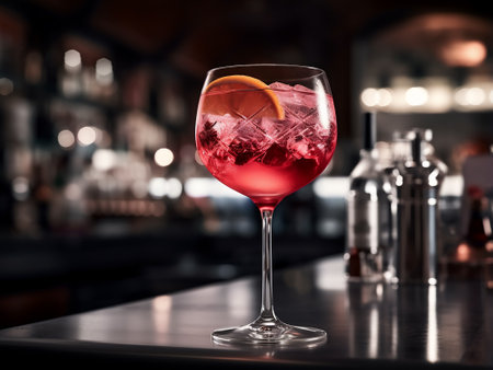 cocktail in the bar on the background of the bar counter, bar equipmentの写真素材