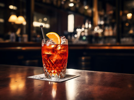 Aperol spritz cocktail on the bar counter in a pubの素材