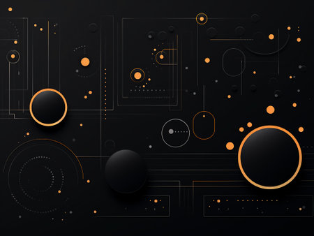 Abstract technological background with circles, lines and dots. vector illustration.の写真素材