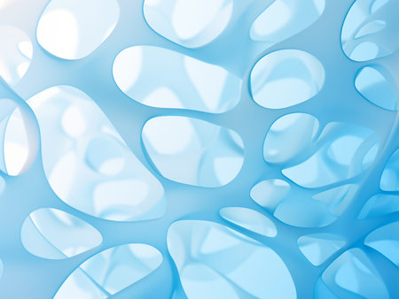abstract blue background with water drops, 3d illustration, horizontal