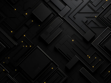 Abstract black technology background with glowing lines. 3D Rendering.の写真素材