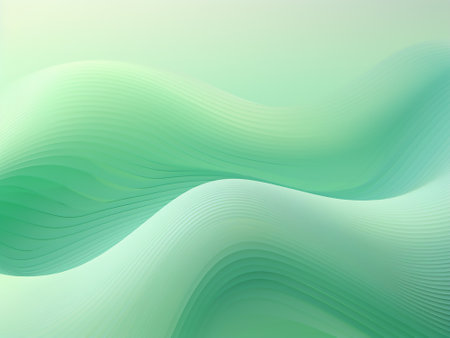 abstract background with smooth wavy lines in green and blue colorsの写真素材