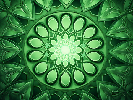 Green mandala with floral ornament. Computer generated 3D photo rendering.の写真素材