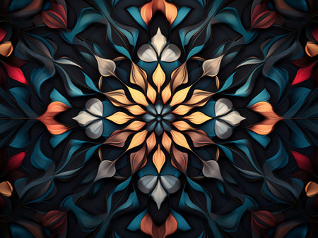 3D render of plastic background seamless tile with embossed abstract colorful fractal pattern on leatherの素材
