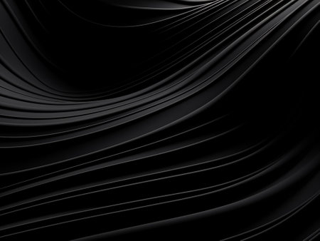 Abstract black background with wavy lines. 3d render illustration.の写真素材