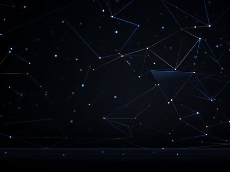 Abstract polygonal space low poly dark background with connecting dots and lines