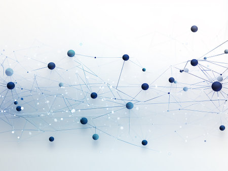 Abstract connection structure with dots and lines on white background. 3D renderingの写真素材