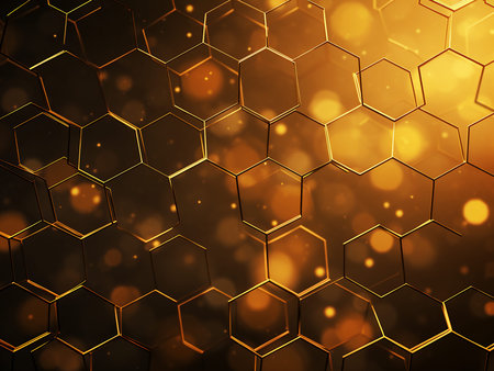 Abstract golden hexagon background. 3d render, 3d illustration