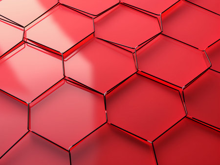 Red hexagon background. 3d rendering 3d illustration. High resolution.