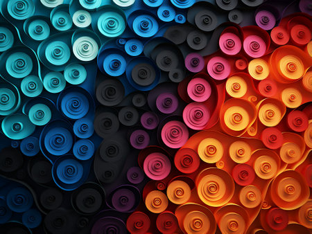 abstract background made of colorful roses in blue, orange and redの素材