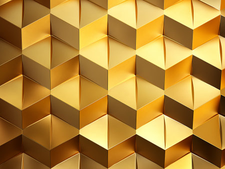 Gold abstract background with hexagons. 3d rendering, 3d illustration.の写真素材