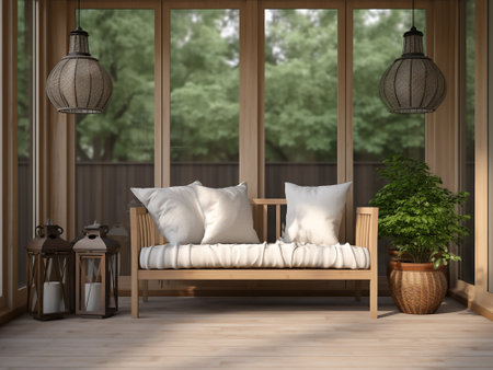 interior of the terrace with a sofa, 3d renderの写真素材