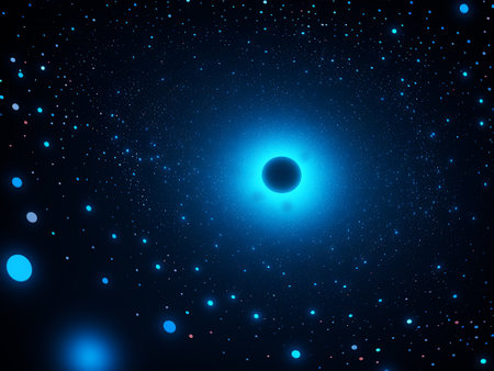 Abstract blue space background with stars and nebula. Vector illustration.の写真素材