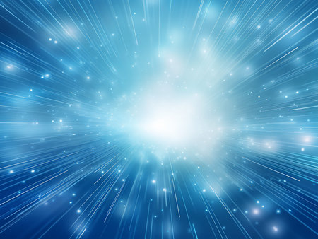 Abstract blue background with rays and stars. Vector illustration. Eps 10.