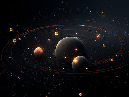 Planets and galaxy, science fiction illustration. 3D rendering.