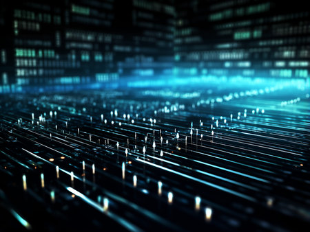 Abstract technology background with binary code. 3d rendering, 3d illustration.