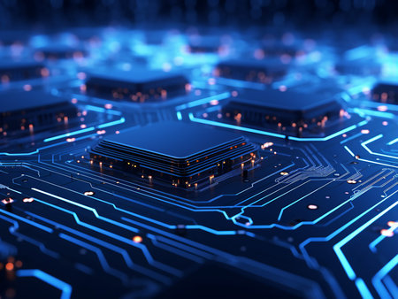 circuit board. technology background. 3d rendering, 3d illustration.
