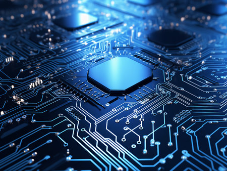 circuit board close-up. technology background. 3d rendering