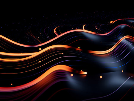 Abstract wavy background with glowing lines. Vector illustration. Eps 10