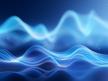 Abstract blue wave on dark blue background. Vector illustration for your design