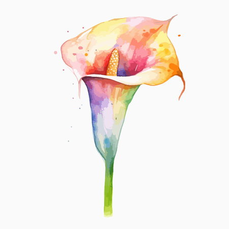 Colorful calla lily flower on white background. Vector illustration.のイラスト素材