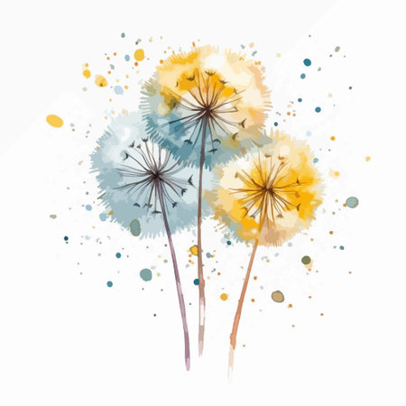 Dandelion flower on a white background. Vector watercolor illustration.のイラスト素材