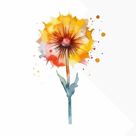 Watercolor flower isolated on white background. Hand drawn vector illustration.のイラスト素材