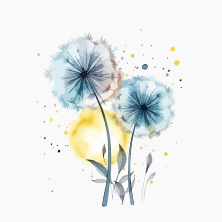 Dandelion flower in watercolor style. Hand drawn vector illustration.のイラスト素材
