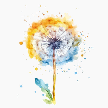 Watercolor dandelion flower on white background. Vector illustration.のイラスト素材