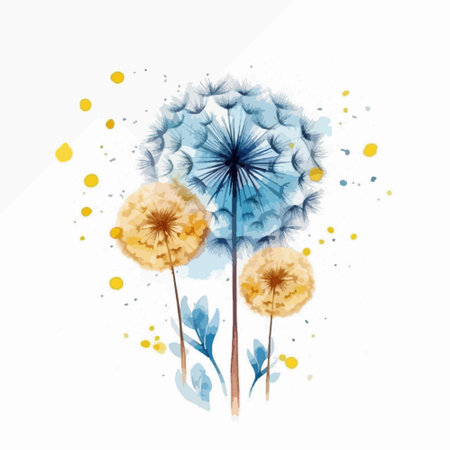 Dandelion flower background. Hand drawn watercolor vector illustration.のイラスト素材