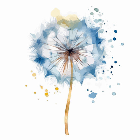 Watercolor dandelion on white background. Hand drawn vector illustration.のイラスト素材