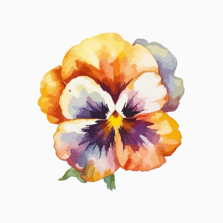 Watercolor pansy flower. Hand drawn illustration isolated on white background.のイラスト素材