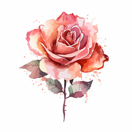 Hand drawn watercolor rose isolated on white background. Vector illustration.のイラスト素材