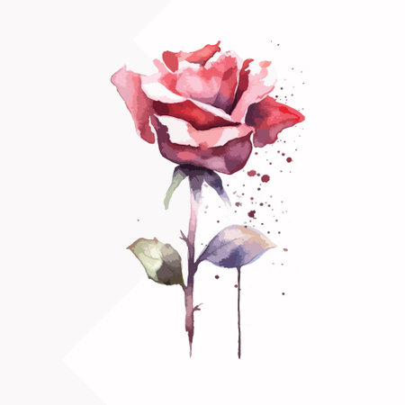 Watercolor rose. Vector illustration. Isolated on white background.のイラスト素材