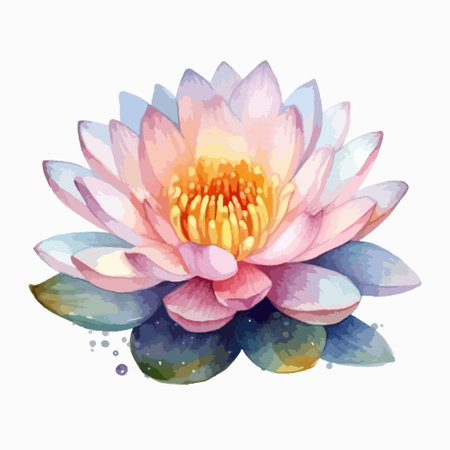 Watercolor lotus flower isolated on white background. Vector illustration.のイラスト素材