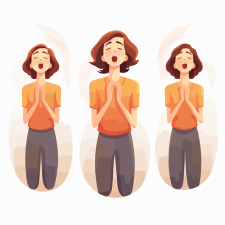 Young woman suffering from throat pain. Vector flat cartoon character illustration.のイラスト素材