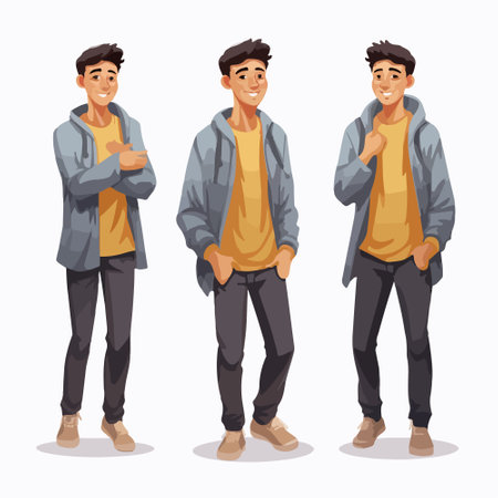 Handsome young man in casual clothes. Vector illustration in cartoon styleのイラスト素材