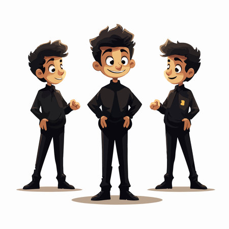 Cartoon character of a man in a black suit. Vector illustrationのイラスト素材