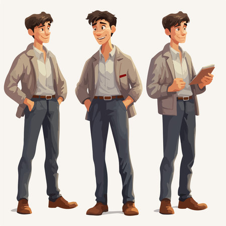 Handsome young man in casual clothes. Vector illustration in cartoon styleのイラスト素材