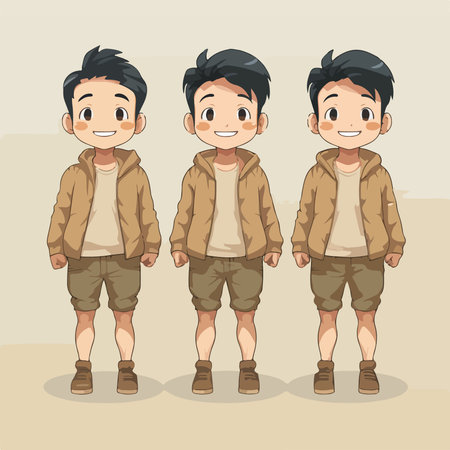 Vector illustration of a young boy in casual clothes. Cartoon style.のイラスト素材