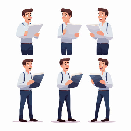 Set of Businessman character design. Vector illustration in a flat styleのイラスト素材