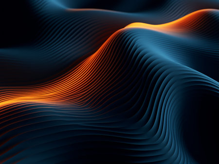 abstract blue and orange background with smooth lines, 3d render