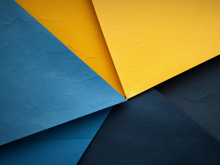 abstract background of blue and yellow paper with copy space for design