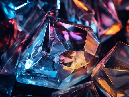abstract background with ice cubes in blue and pink light. macroの写真素材