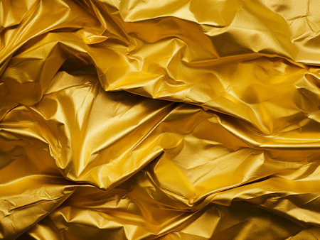 golden crumpled fabric as a background. close-upの写真素材