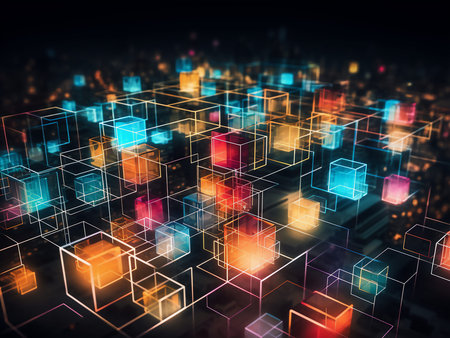 Abstract background image with cubes and lines. 3d rendering toned image