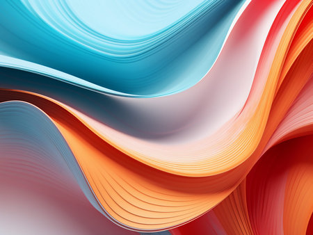 abstract background with curved lines in red, orange and white colors