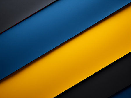 Abstract background with color stripes in blue, yellow and black colors.の写真素材