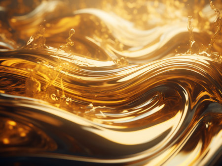 golden abstract background with smooth lines. 3d rendering, 3d illustration.の写真素材